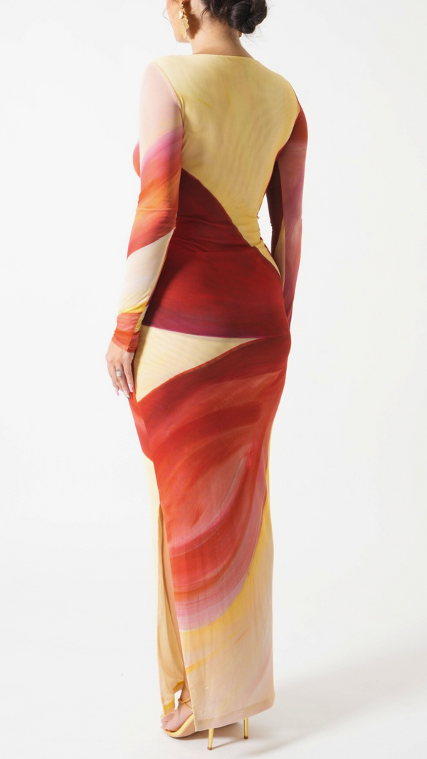 Vestido largo de manga larga Afrodita 