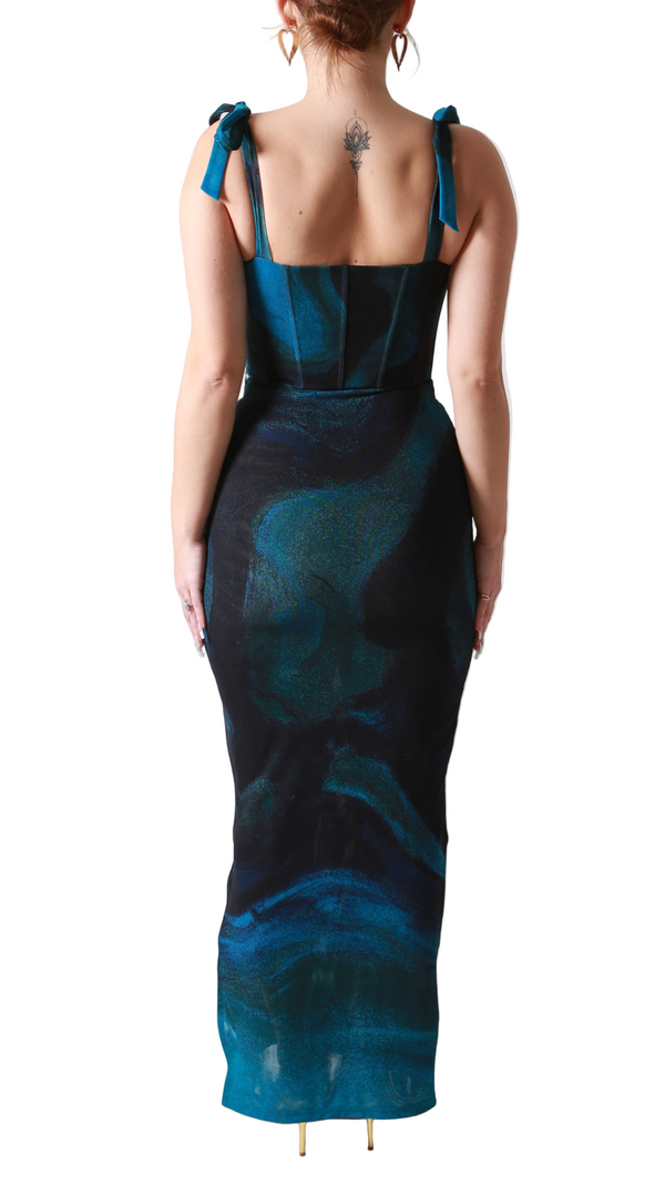 Conjunto de corsé y falda maxi Nola