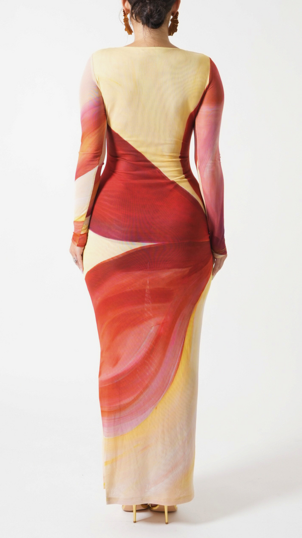 Vestido largo de manga larga Afrodita 