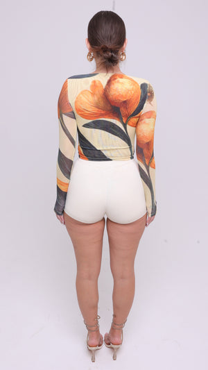 Top de malla de manga larga Fleur - Fiebre Amarilla 