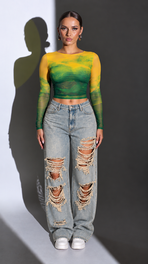 Fleur Long Sleeve Tee - Citrus Green