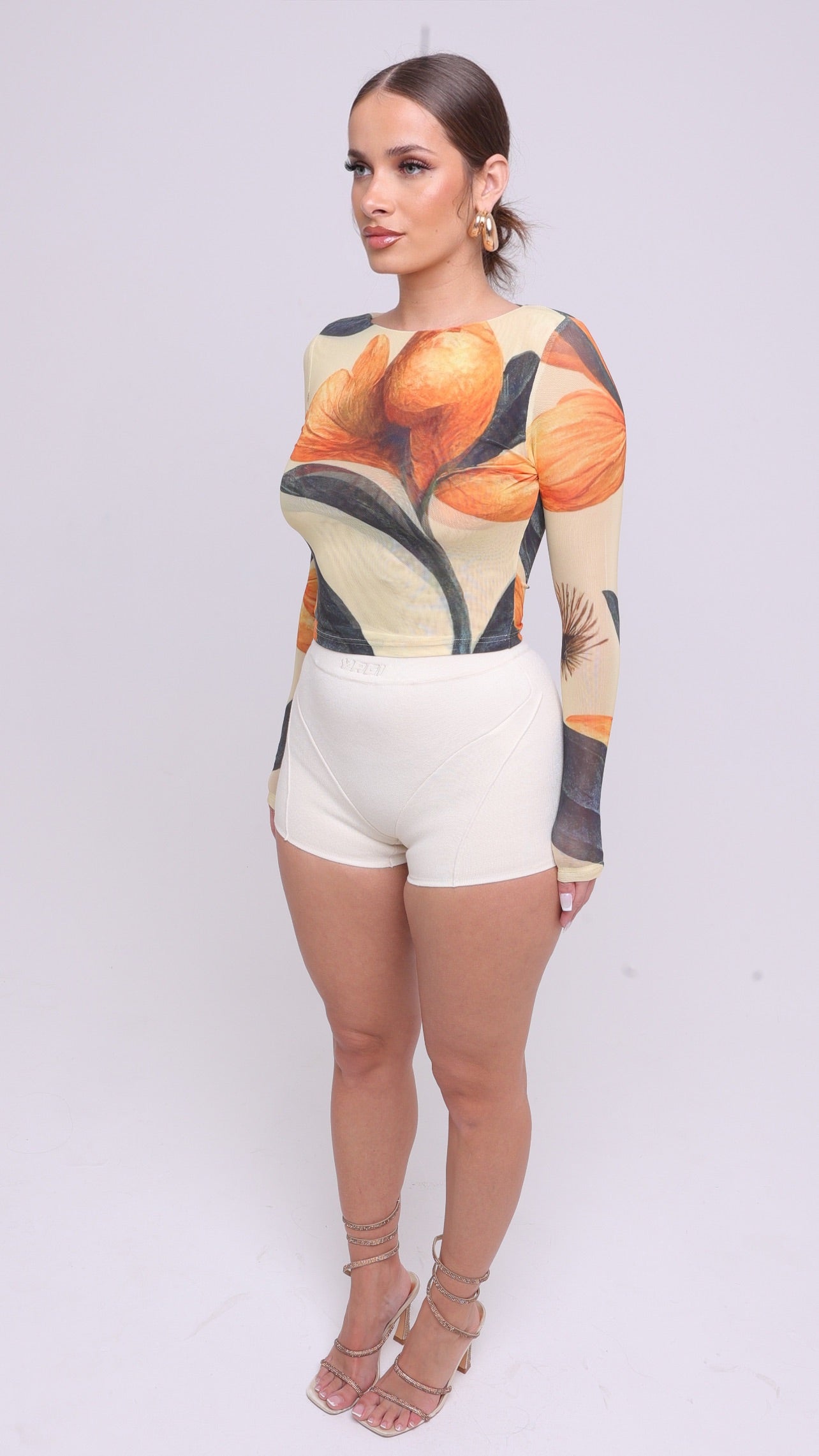 Fleur Long Sleeve Mesh Top - Yellow Fever