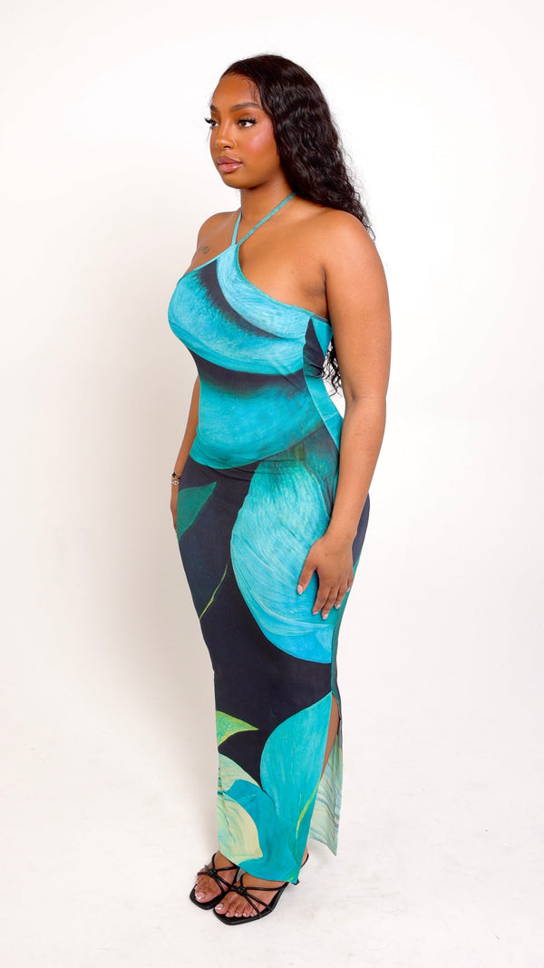 Vestido Kalina con cuello halter 