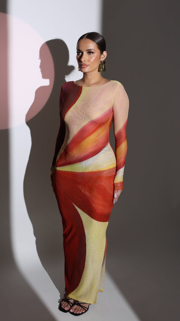 Vestido largo de manga larga Afrodita 