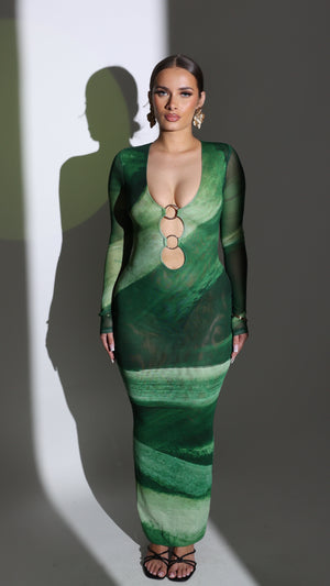 Vestido largo Delphine con abertura frontal