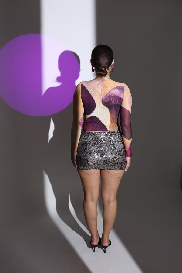 Fleur Long Sleeve Mesh Top - Purple Haze