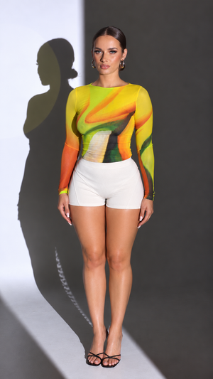 Fleur Long Sleeve Tee- Lemon Drop