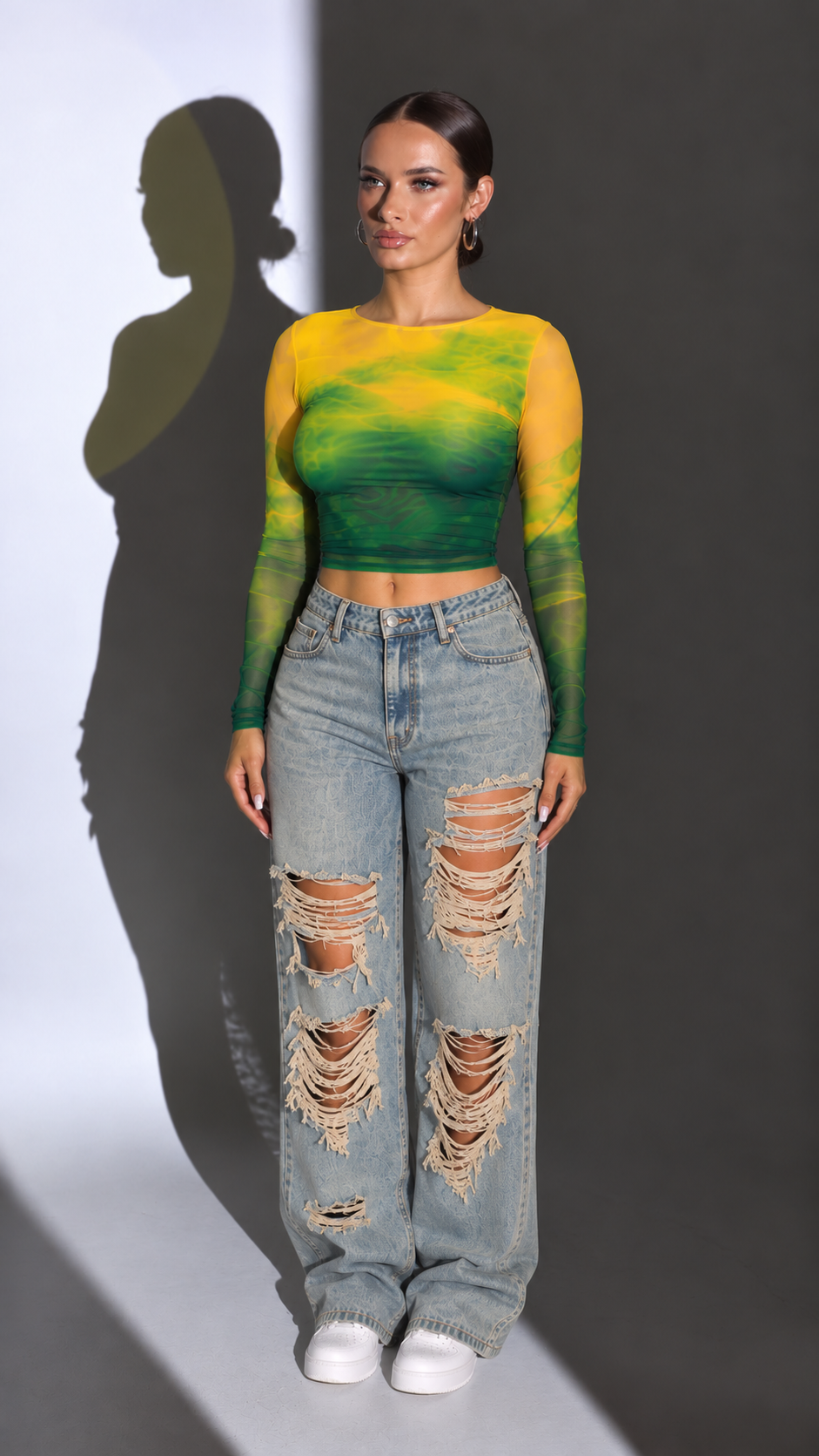 Fleur Long Sleeve Tee - Citrus Green