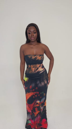 Vestido largo bandeau Danai