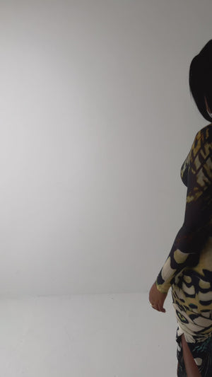 Vestido largo Nakai con aberturas en forma de anillo