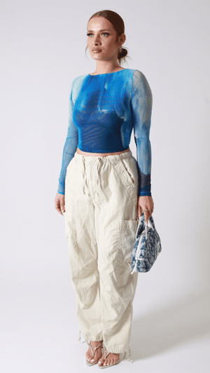 Fleur Long Sleeve Tee - Aqua Foam