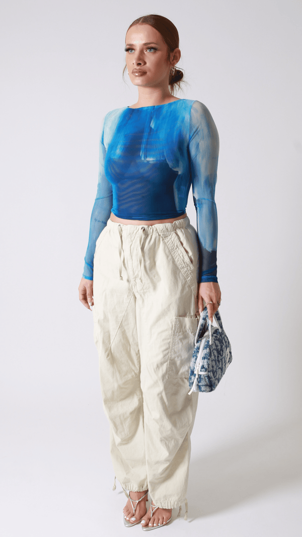 Fleur Long Sleeve Tee - Aqua Foam