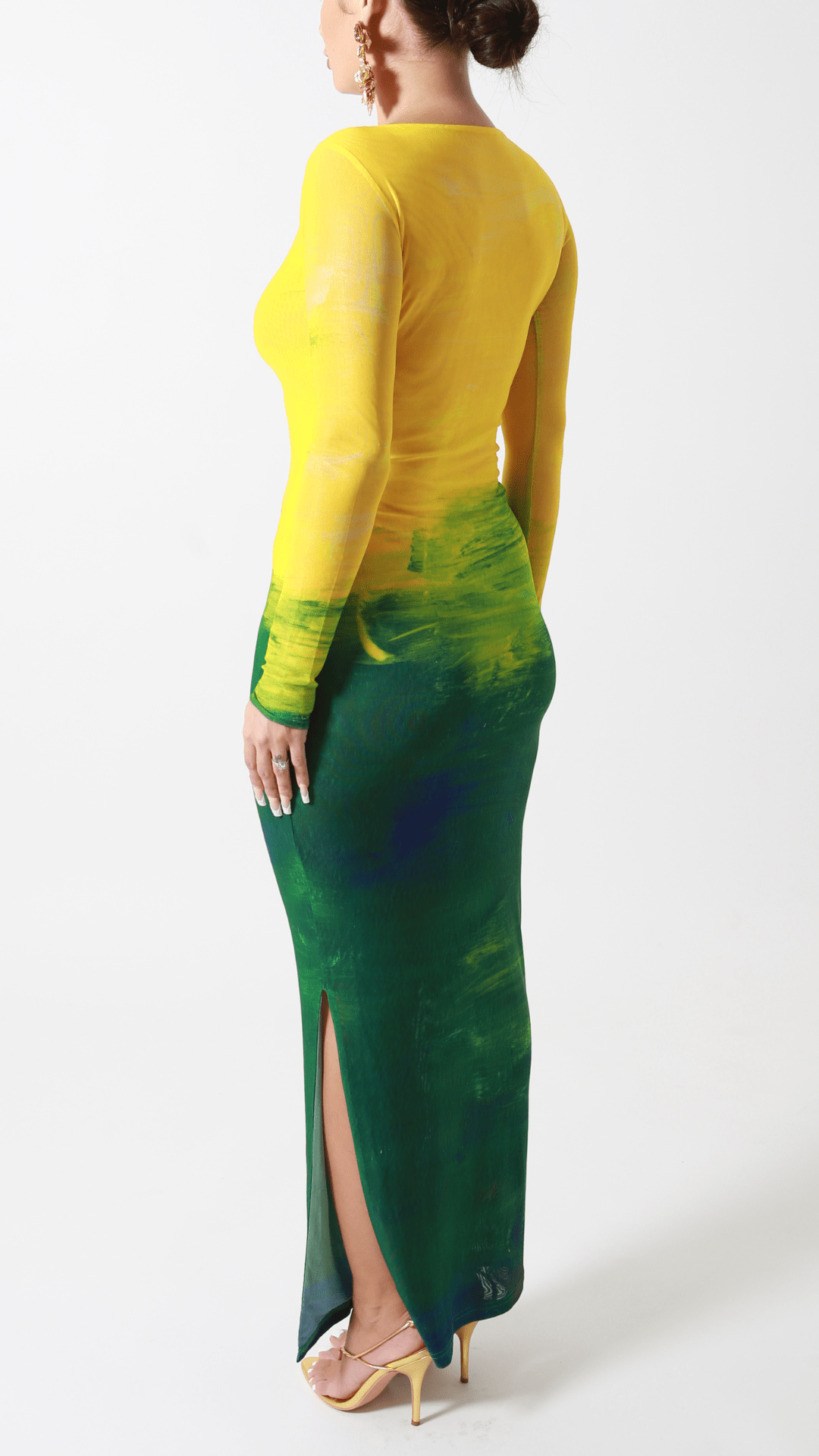 Aphrodite Long Sleeve Maxi Dress- Citrus Green