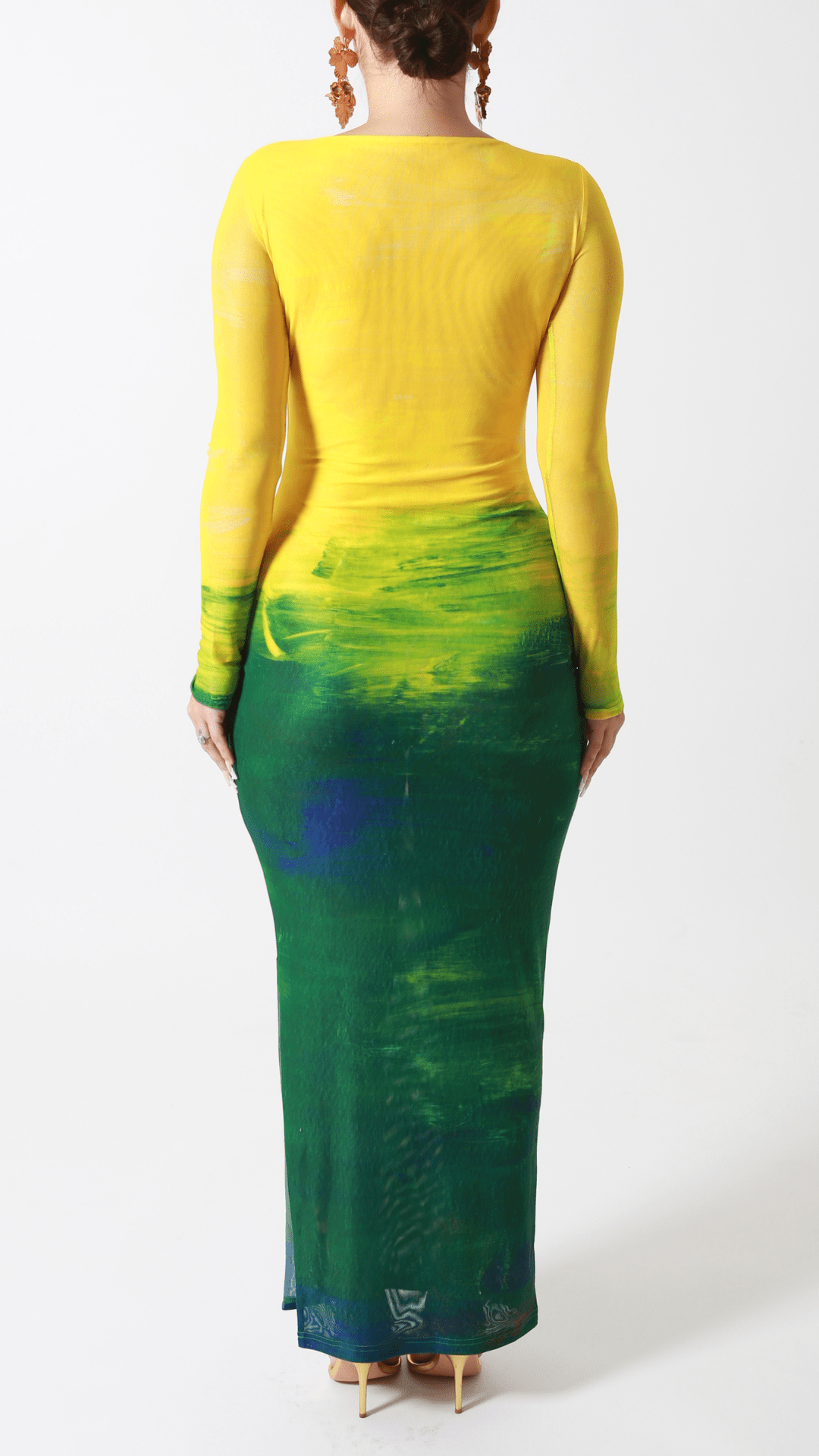 Aphrodite Long Sleeve Maxi Dress- Citrus Green