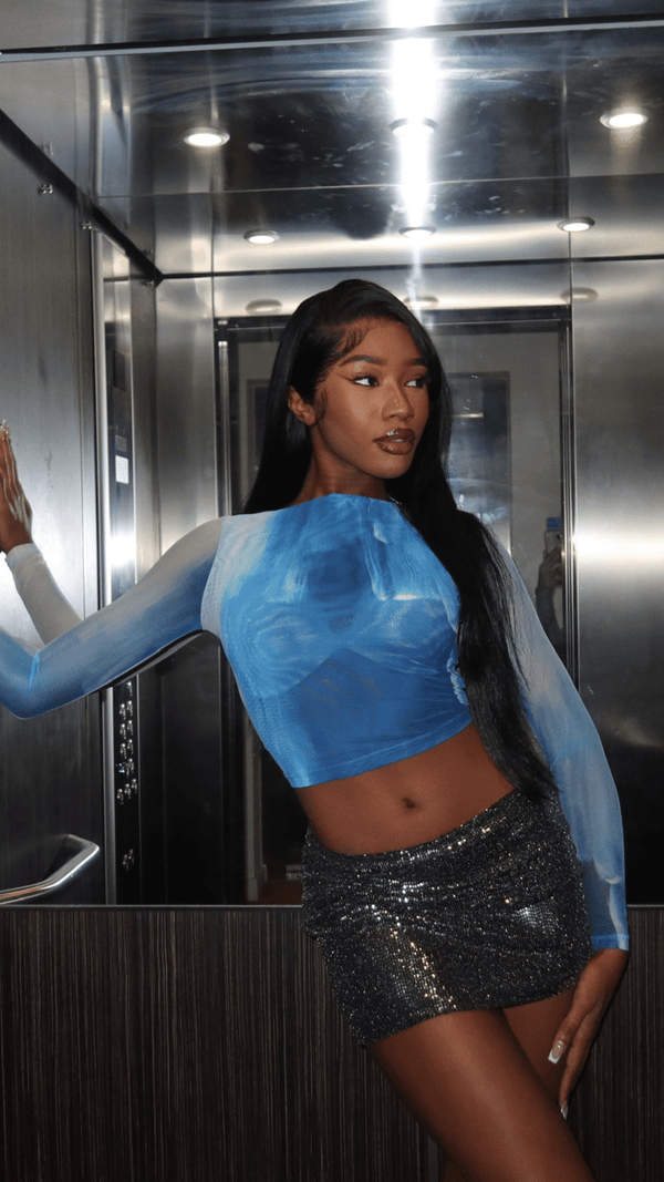 Fleur Long Sleeve Tee - Aqua Foam