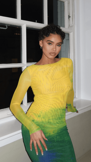Aphrodite Long Sleeve Maxi Dress- Citrus Green
