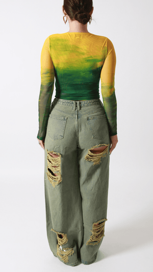 Fleur Long Sleeve Tee - Citrus Green