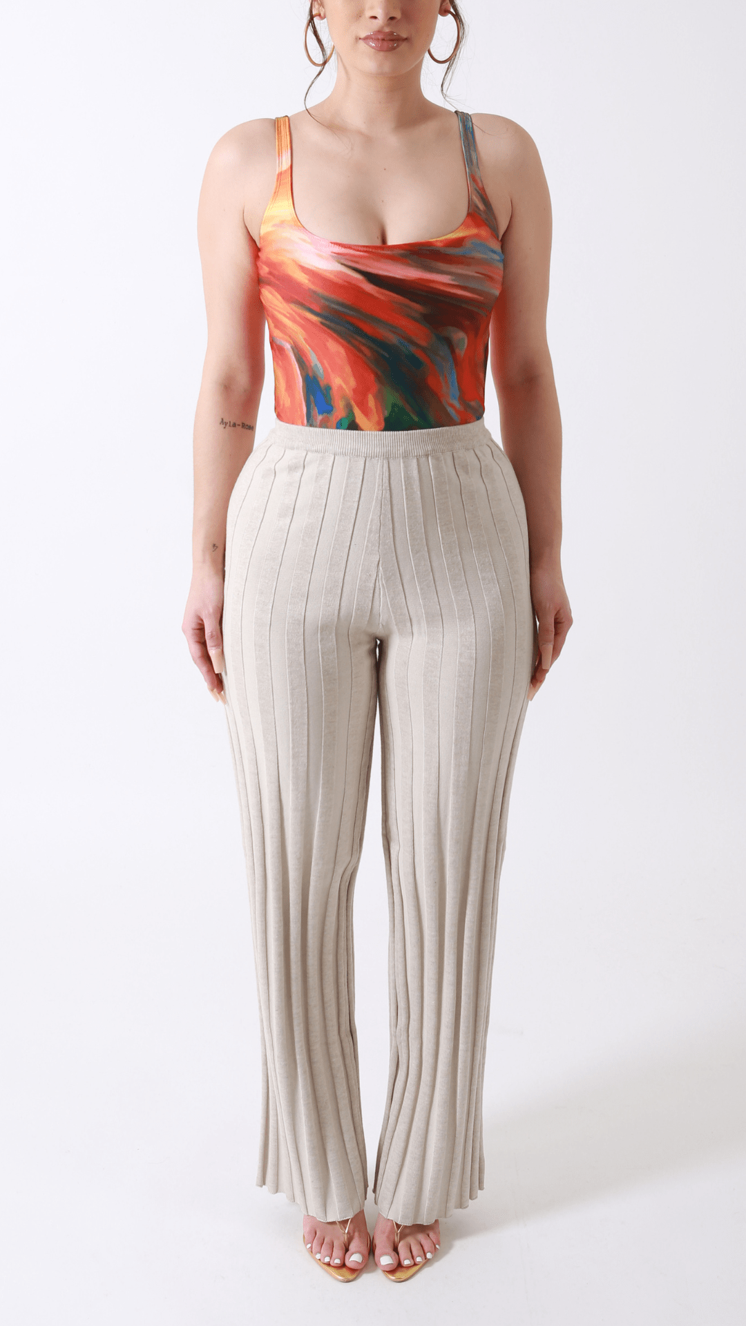 Mali scoop neck bodysuit- Apricot Storm